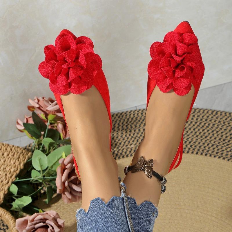 2025 Summer Flower Women Sandals Fashion Pointed Toe Singbacks Shoes  Elegant Stripper Party Flats Sandalias
