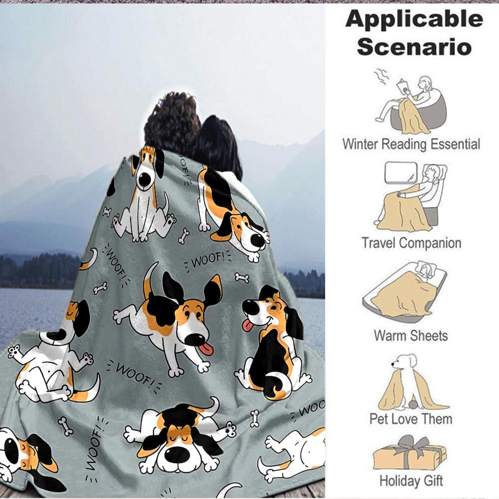 1pc Dogs Woof Blanket, Lightweight Flannel Throw Blanket for Sofa, Bed, Travel, Camping, Living Room, Office, Couch, Chair, and Bed