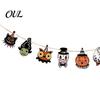 Halloween Ornament Collection 8Pcs Bunting Banner, Pumpkin Ghost Bat Witch Cartoon Hanging Garland, Decorative Props for Dessert Shops Retro