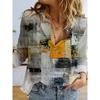 Fashion Flower Cute Cat Pattern 3D Print Women's Long Sleeves Shirt Autumn Animal Women's Holiday Shirt Women's Clothing