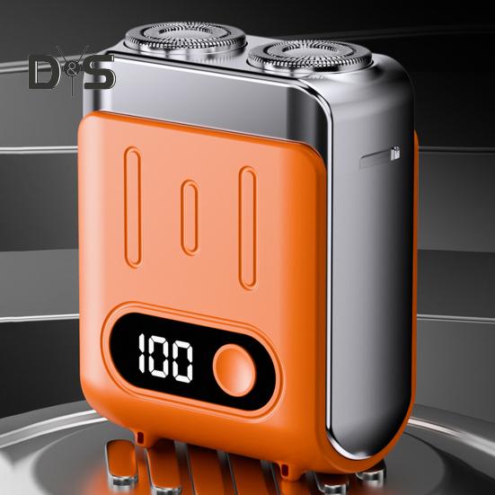 Men Electric Shaver IPX7 Waterproof Mini Pocket Size Shaver USB Rechargeable Cordless Rotary Shaver High-Speed Motor LED Display Portable Shaver