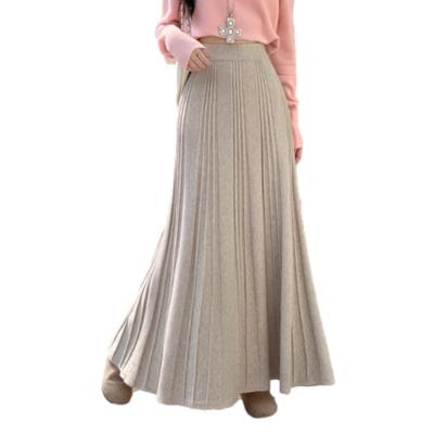 Long Pleated Knit Flared Skirt with Elastic Solid Plus Sizes Relaxed Perfect for and Winter [MSFQSNB] Women's Waist, A-Line Flare, Figure-Flattering,