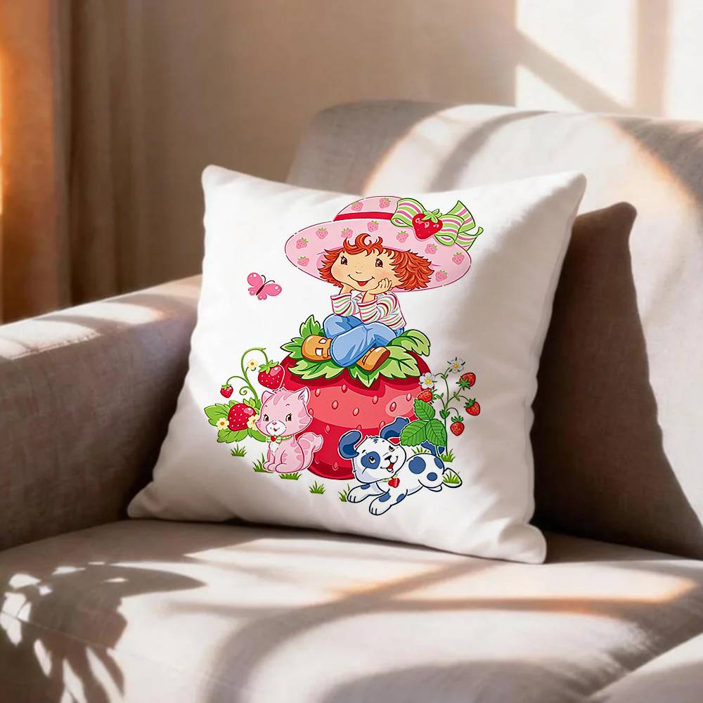 SStrawberry Cartoon SShortcake Girl Pillow Case Pattern Printed Pillowcase For Living Room Sofa Cushion Cover