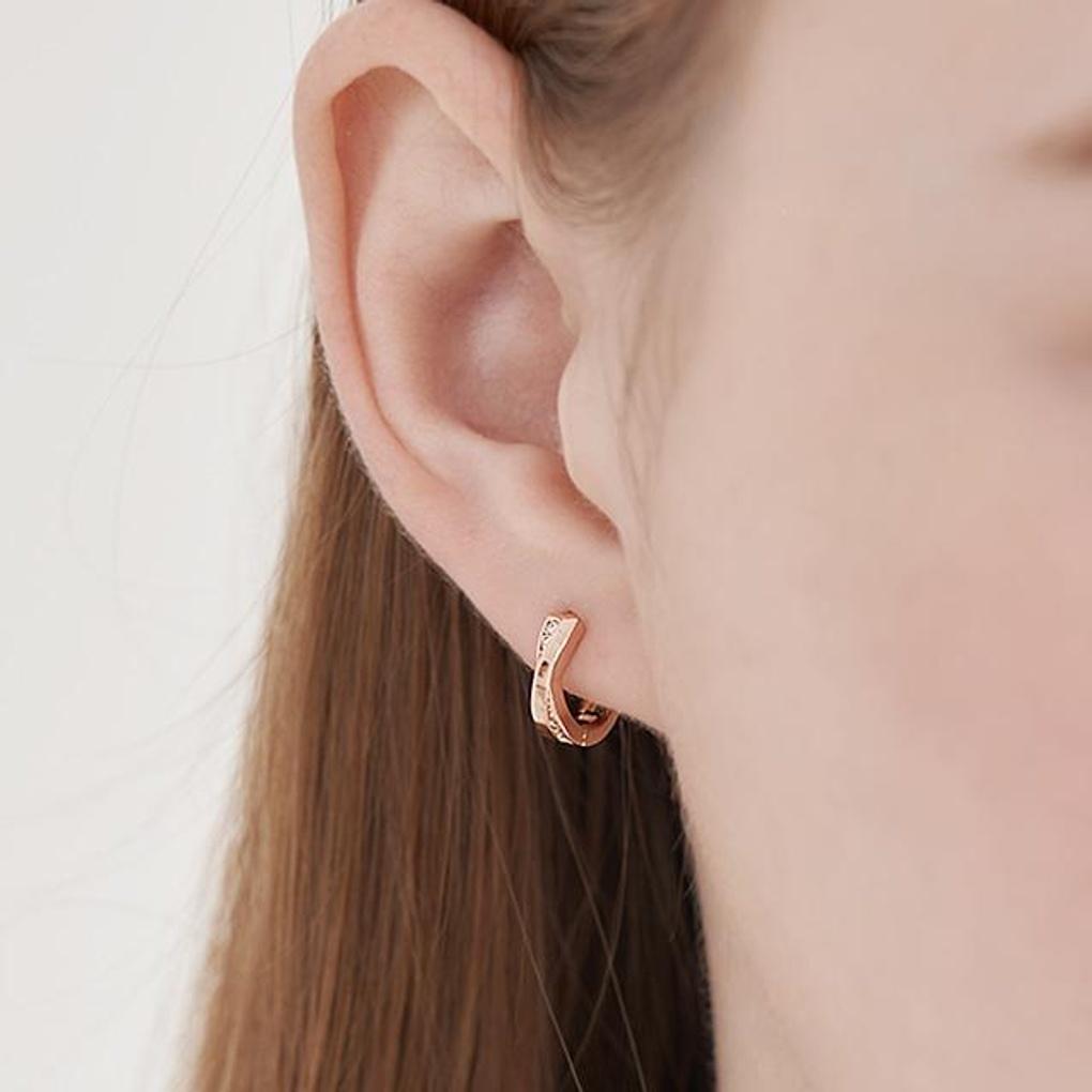 14K GF Cross Ribbon One-Touch Ring Earrings C24EGF198