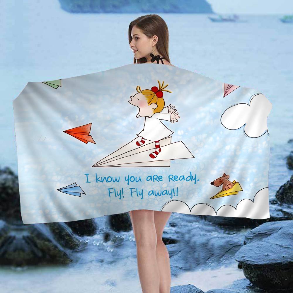C-Coco-Chan Anime Bath Towel Microfiber Soft Water Absorbing Breathable For Girl Kids Decorative Cartoon Beach Towel