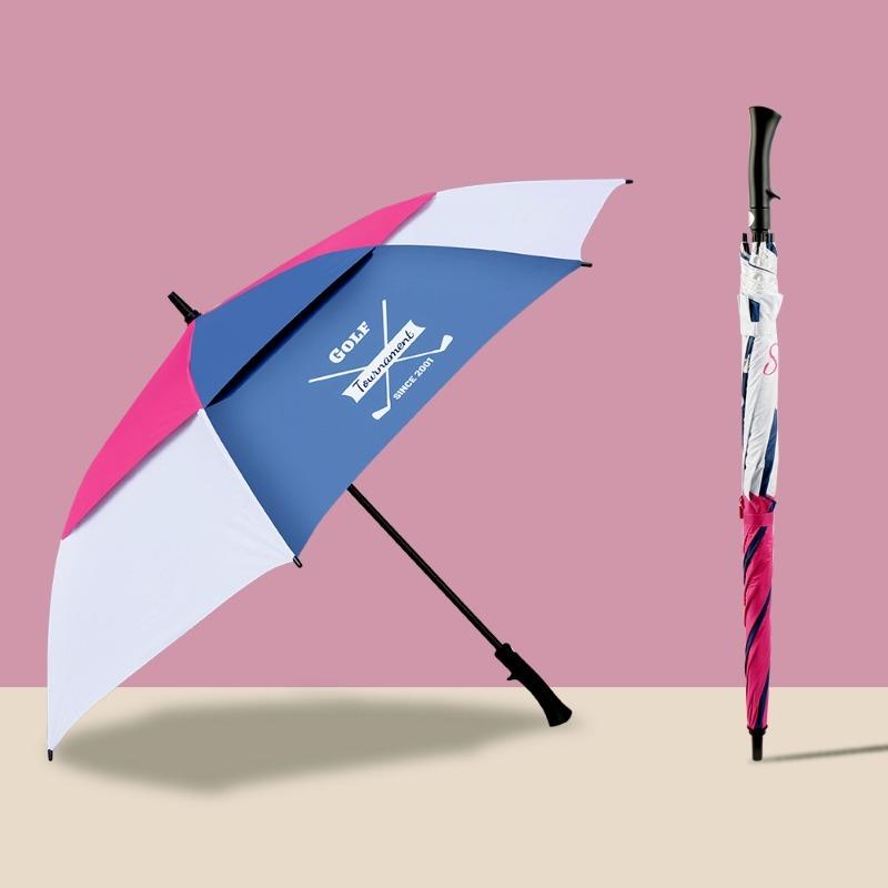 Large Golf Waterproof Umbrella Double-layer Long Handle Wind And Rain Resistant Straight Pole Umbrella Suitable 3-4 People