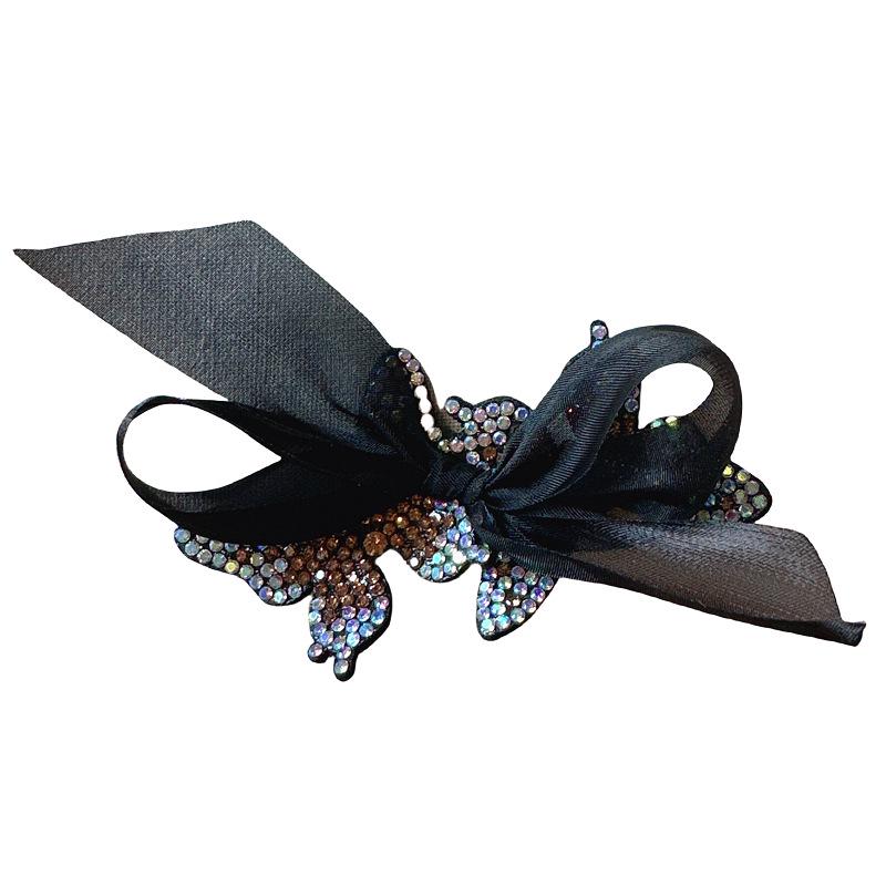 Korean Rhinestone Butterfly Hair Clip for Women - Elegant Duckbill Design for Bangs & Side Hair.