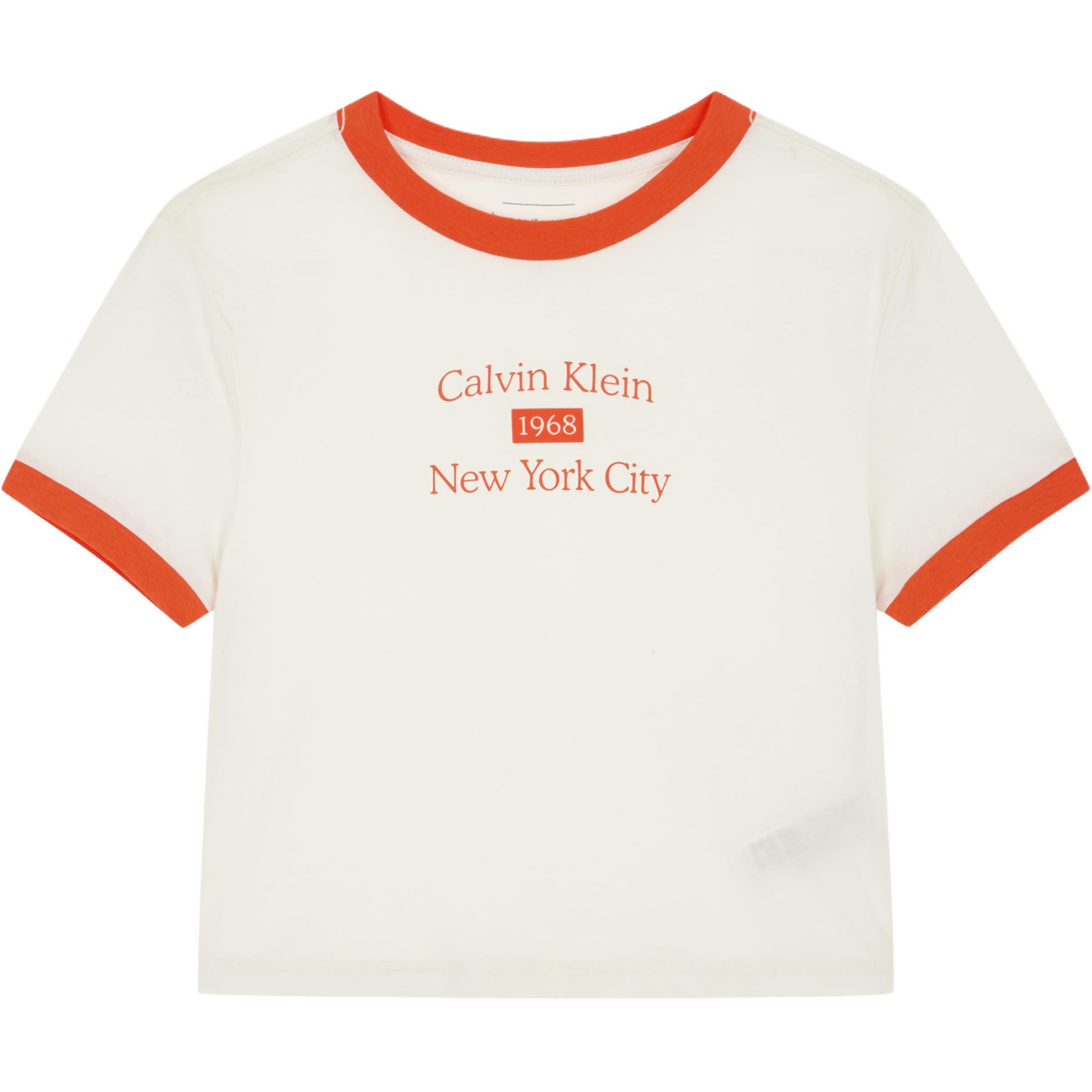 

Calvin Klein Digital Letter Logo Short Sleeve T-Shirt Women tops White 47B808GRN6 S