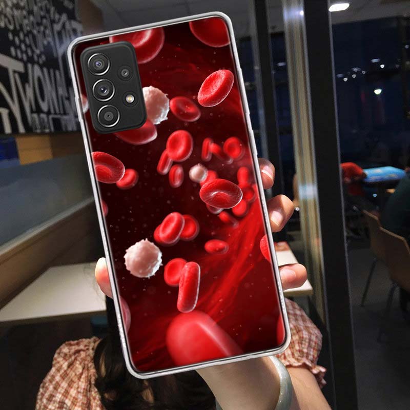Blood Platelets Under Microscope Phone Case for Samsung A54 A57 A37 A17 A14 A15 A12 A24 A34 A55 A35 A25 A52S A07 A05S A04S A22 A Samsung Note 20Ultra