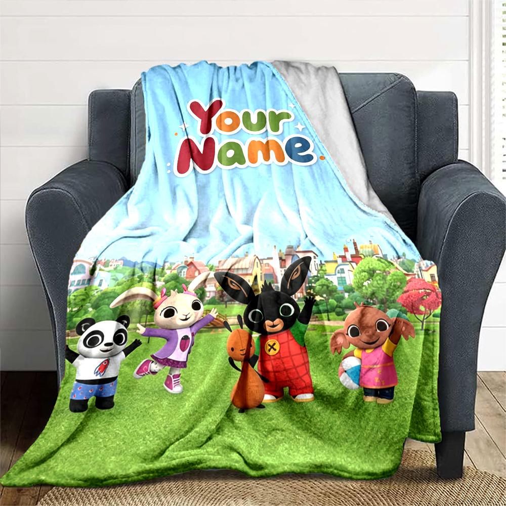 Name Custom Bing Print Flannel Blanket High Quality Warm Comfortable Cover for All Seasons Perfect for Gifts Home Decor