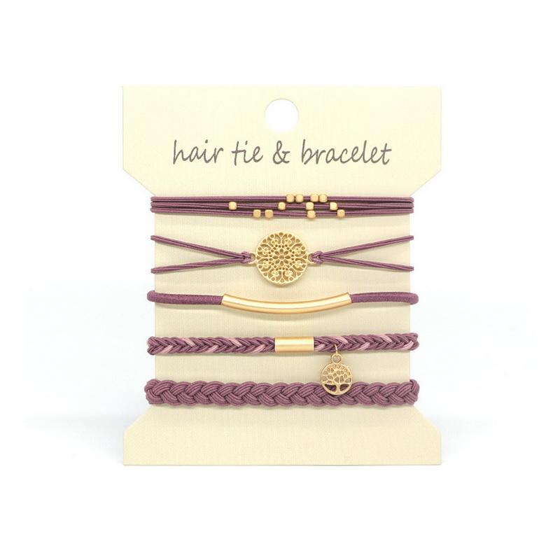 12 pcs Boho bracelet hair ties for women elastic hair rubber bands girls black Bracelet  hair rope Ponytail Holder hairbands