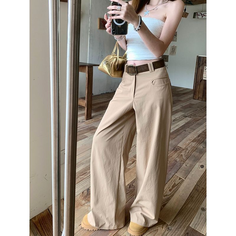 Kumikumi Retro Elegant Draped Casual Pants Women Fall New Arrival Low Waist Slim Looking Loose Pants Mop Pants Pants