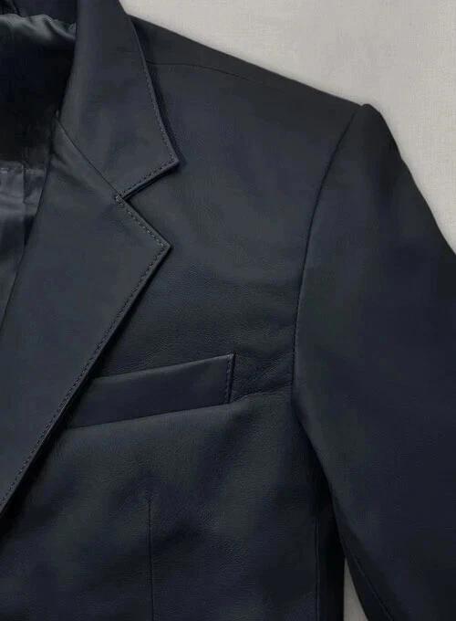 Genuine Leather Lambskin Formal Stylish Soft Men's Blazer Navy Blue Handmade