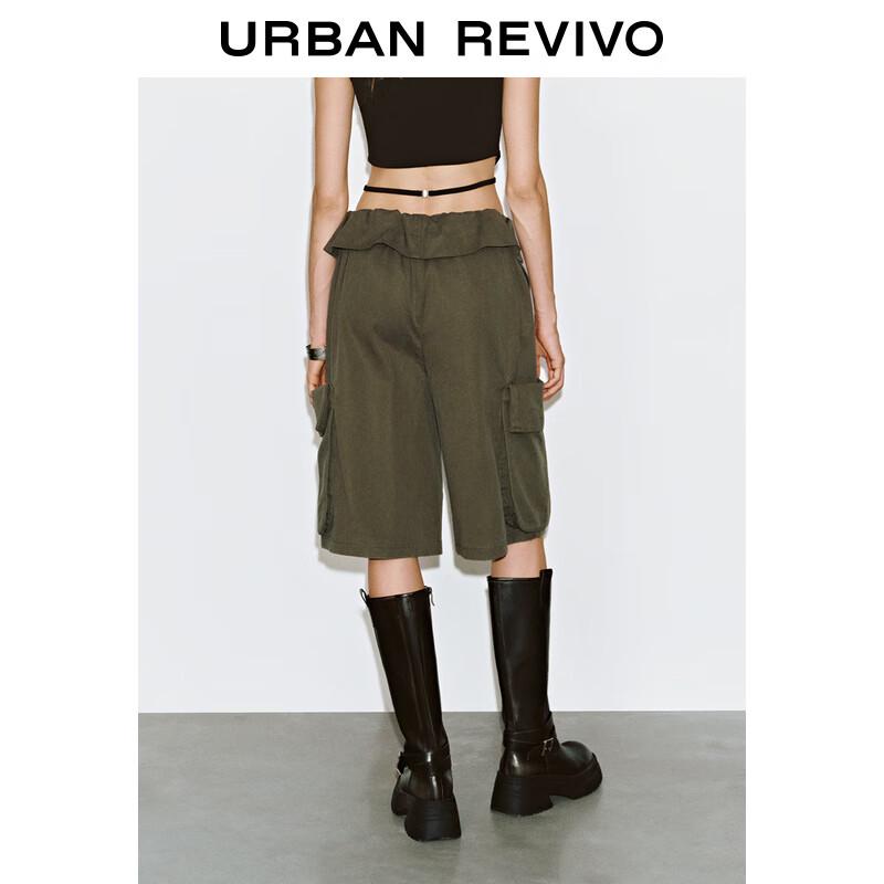 UR2025 Women's Casual Workwear Wide-Leg Tie-Waist Shorts