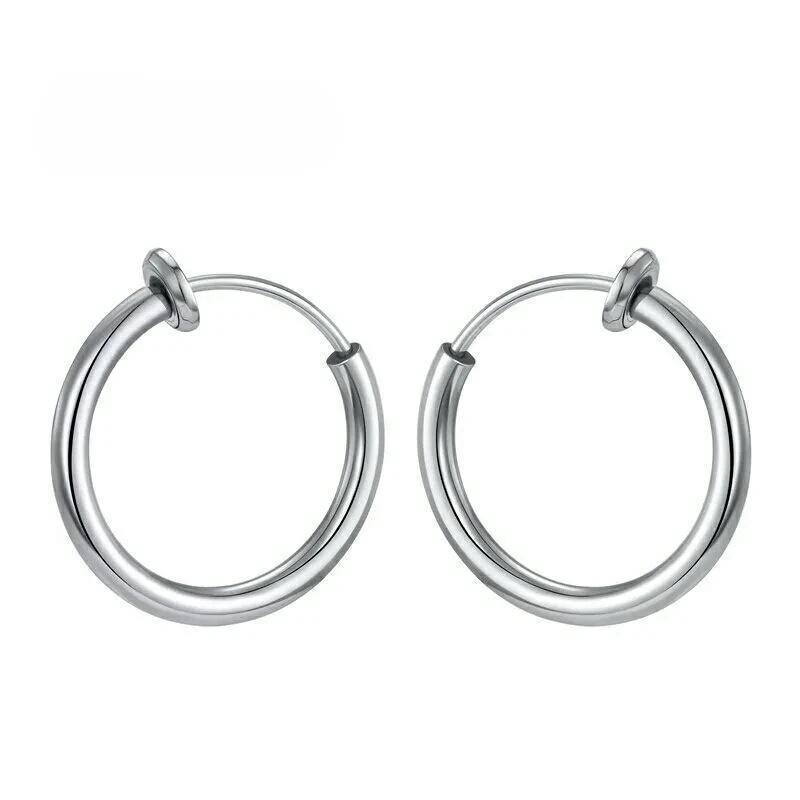 1 Pairs Fake Ear Clip Hoop Earrings for Men Women Stainless Steel Painless Non Piercing Fake Earrings Jewelry Gifts