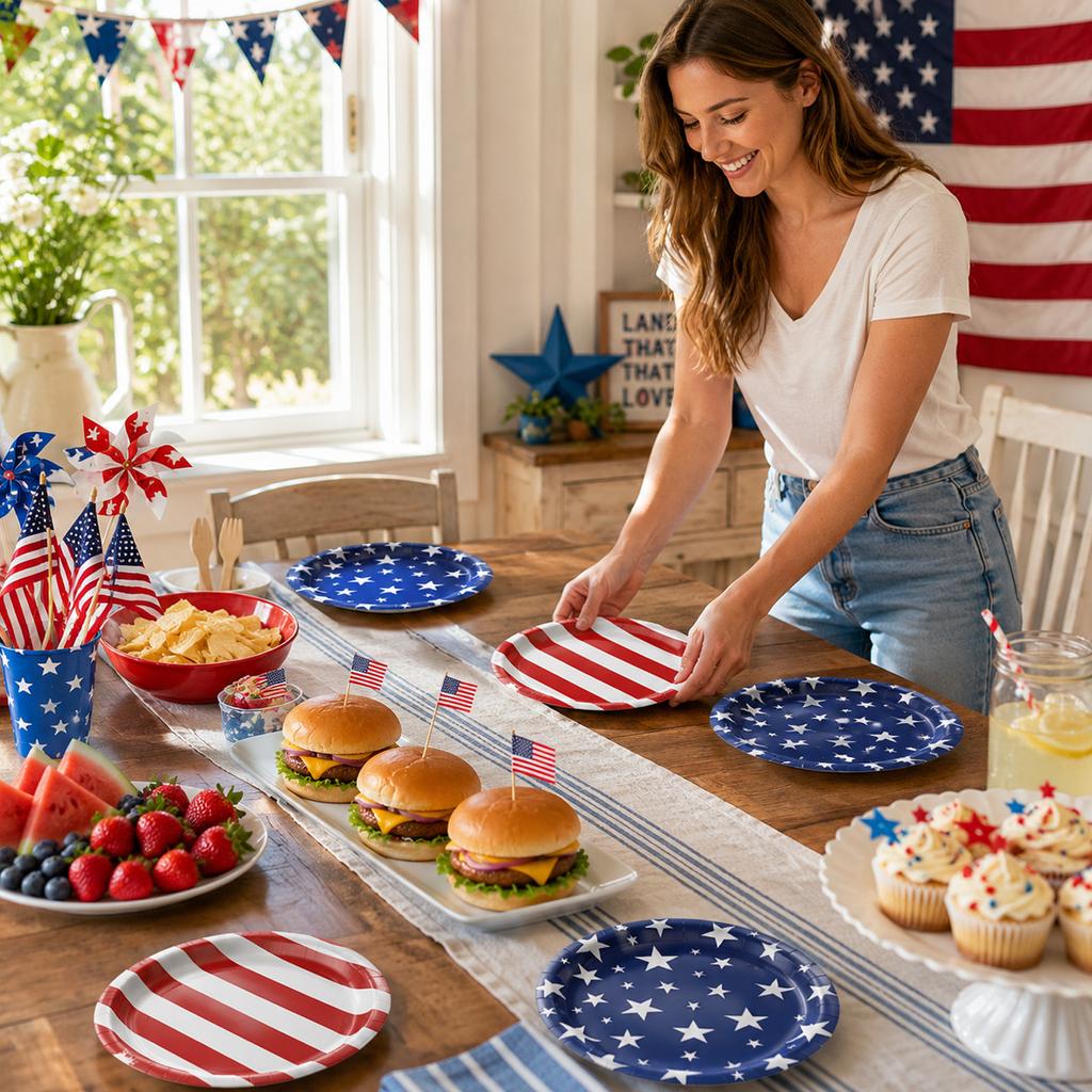 Independence Day Plates 10 Count Patriotic Disposable Party Dinnerware