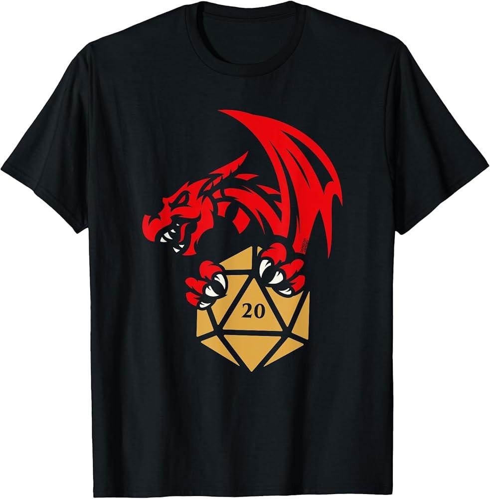 Dragon with D20 Dice Polyhedral Dice Collector Shirt TShirt Unisex T-Shirt XXL