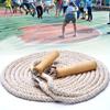 3m Wooden Handle Jump Rope Single Cotton Twine Jump Rope White Student Jump Rope for Practicing