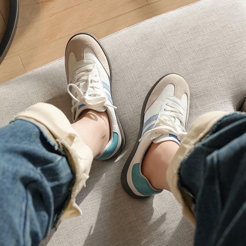 Retro leather women's new classic versatile soft-soled casual sports shoes platform white shoes board shoes
