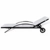 Sun Lounger with Cushion & Wheels Poly Rattan Black