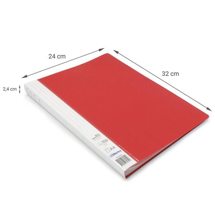 Protège documents - waytex - 931336r - 160 vues - 80 pochettes - rouge