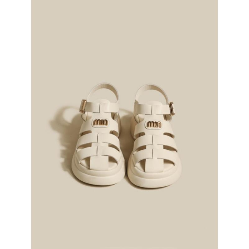 

Sandals women s new models with skirts Baotou soft leather muffin bottom pig cage shoes platform women s shoes summer versatile 35
