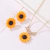 2pcs/set Women Fashion Sunflower Design Necklace Earring Jewelry set