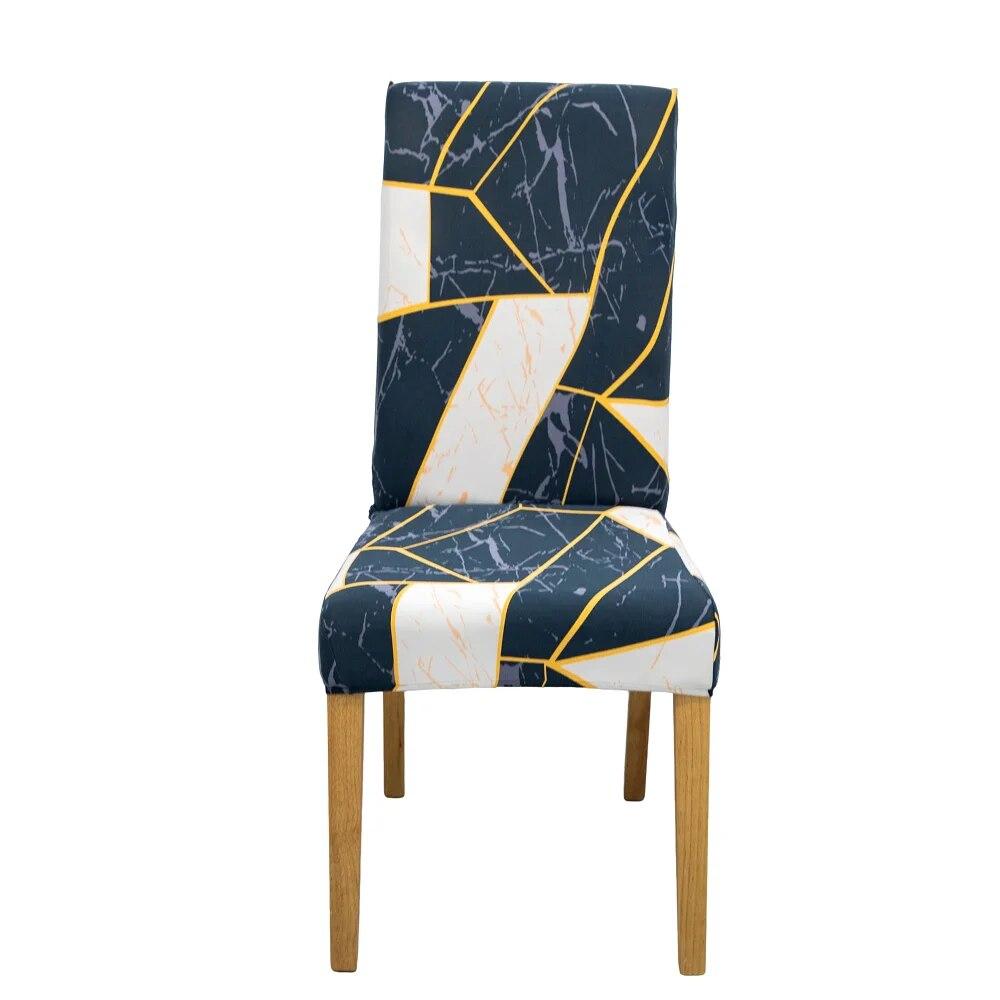 Elastischer Stuhlbezug für Esszimmer, Spandex, Universalgröße, Sitzbezug für Küchenstühle, geometrischer Stil, Möbelschutz, neu