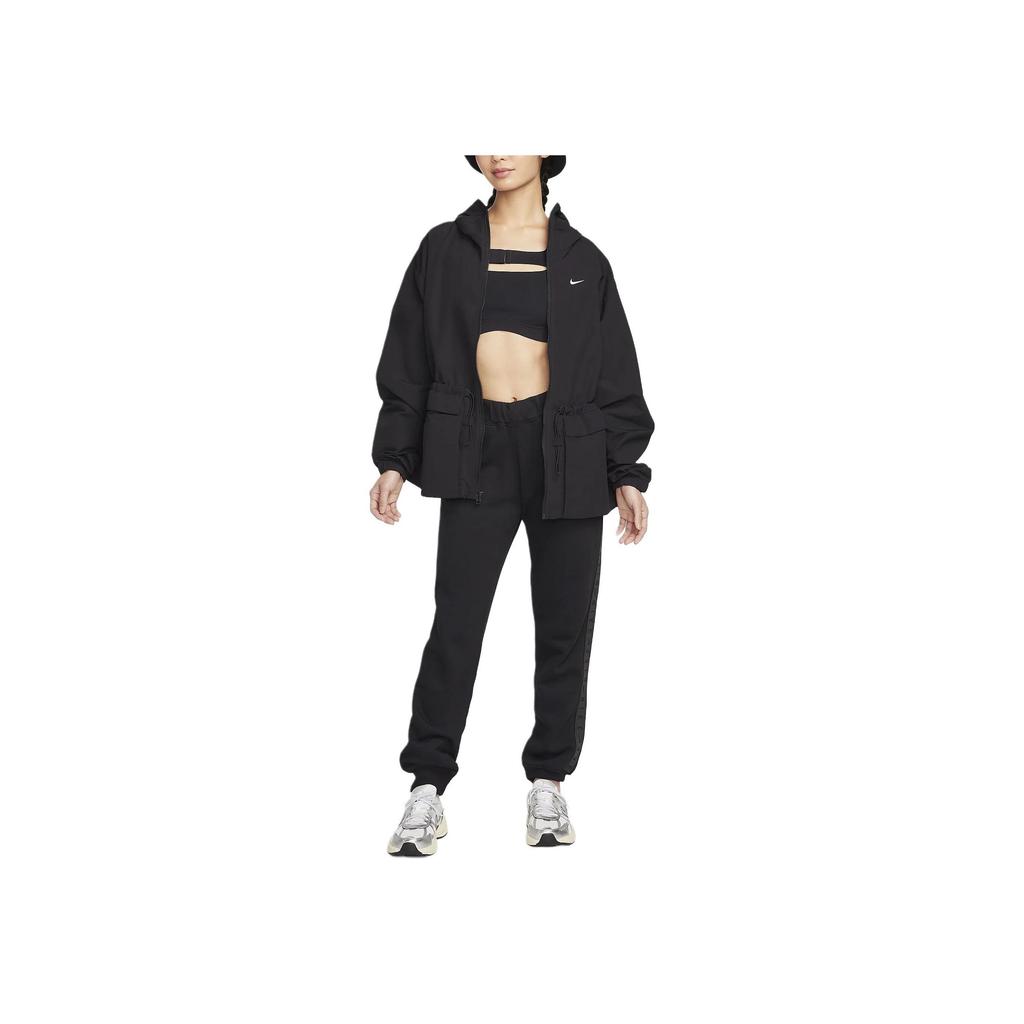 Nike Ensfarget hettejakke med glidelås, avslappet jakke for kvinner, svart FN3670-010
