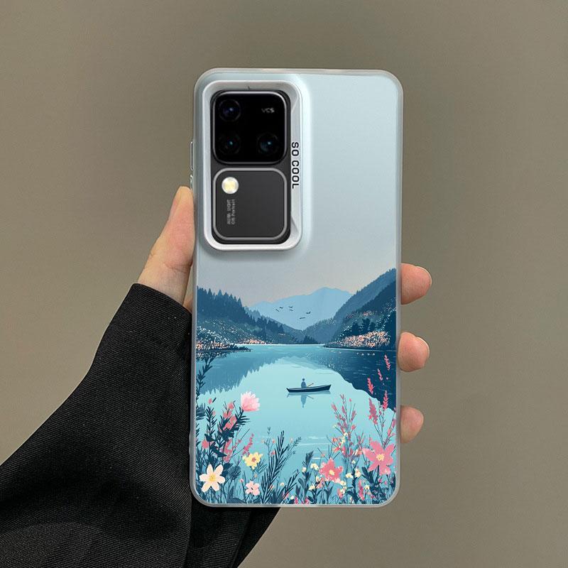 

Для Samsung S25 S22 Ultra Plus S21 FE S24 S23 Ultra Plus FE Лазерный Чехол для Телефона Стиль INS Корейский Весенний/Летний Пейзаж Цветочный Чехол Samsung S22