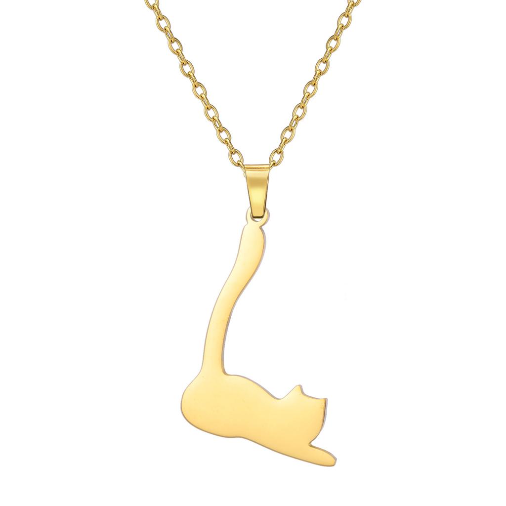 Fashion Minimalist Women Cat Pendant Necklace Delicate Collarbone Chain Elegant Small Jewelry Gift