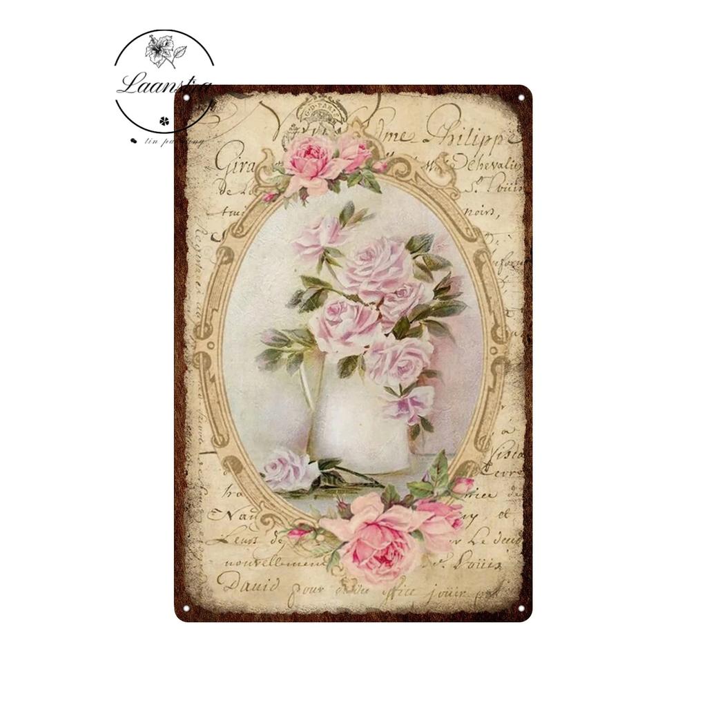 Vintage Flowers Rose Picture Metal Plaque Tin Signs Plate Wall Decor Art Iron Posters Man Cave Bar Club Garden Decoration Poster