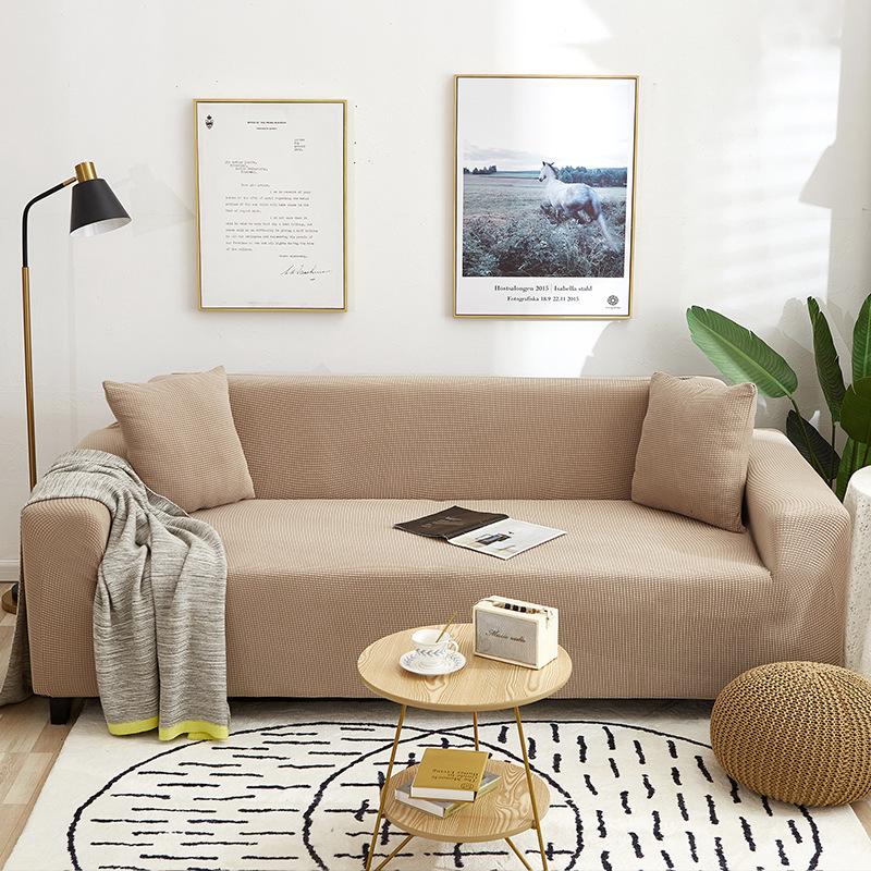 

Solid Color Four Season Sofa Cover Nordic Fashion Knitted Elastic All Inclusive Sofa Cover Dust Proof Sofa Cushion 90-140cm]