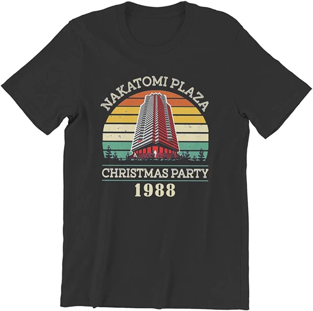Die Hard Movie Christmas Party 1988 Bruce Willis Man Tshirt Retro Vintage Nakatomi Black