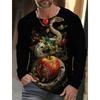 Spring and Autumn Round Neck 3D Snake Pattern Printed Top Fashionable Casual Long Sleeved Men's T-shirts
