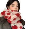 Korean Style Contrast Polka Dot Knit Scarf Winter Warm Neck Wrap Students Casual Chic Accessory