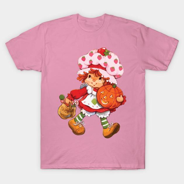 T-Shirt Damen Erdbeere Süßes oder Saures Halloween Kürbis Niedlich Harajuku Print Kawaii T-Shirt Sommer Kurzarm Damen T-Shirt Top Tee