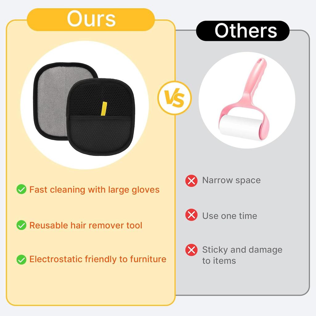Pet Hair and Yarn Gloves for Cleaning Cat Hair Double Brush Design Can Be Reused To Improve Your Home Comfort and Cleanliness