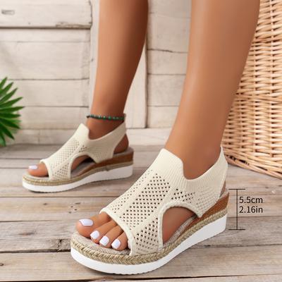 Lässige Sandalen sind ein Bestseller für Frauen. Fliegenweberei Unifarbene Atmungsaktive Netz-Fischmaul-Schuhe