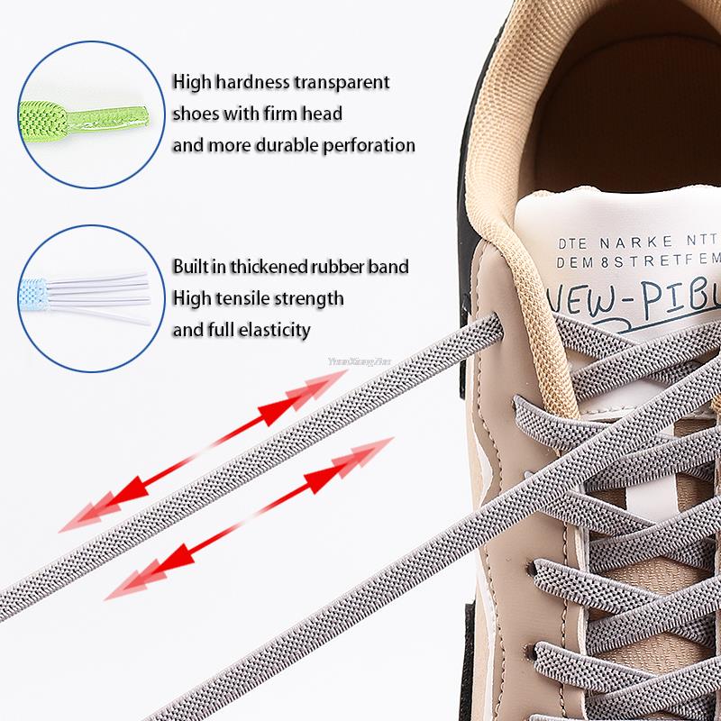 Fashion No Tie Shoe laces Elastic Laces Sneakers Flat Shoelaces without ties Kids Adult Quick Shoe lace Rubber Bands for Shoes