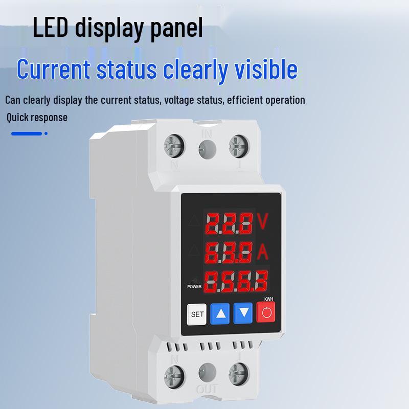 Adjustable Single-Phase DIN Rail Voltage Protector with Digital Display 220V 63/80/100A