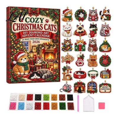 Christmas Advent Calendar Faux Diamond Art 2026 24 Days DIY Crafting Set Hanging Ornaments Kit Countdown for Holiday Craft Gift