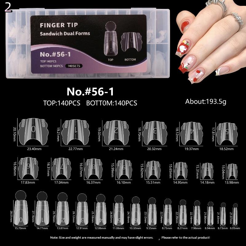 

140Pcs Nail Sandwich Dual Nail Forms Quick Nail Extensions With Scale Crystal Armor Model Full Cover Tips Manicure Tool 2