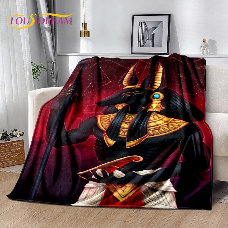 Anubis Ägypten Tod Mythologie Horus Weiche Plüschdecke, Flanelldecke Überwurfdecke für Wohnzimmer Schlafzimmer Bett Sofa Picknick Kinder