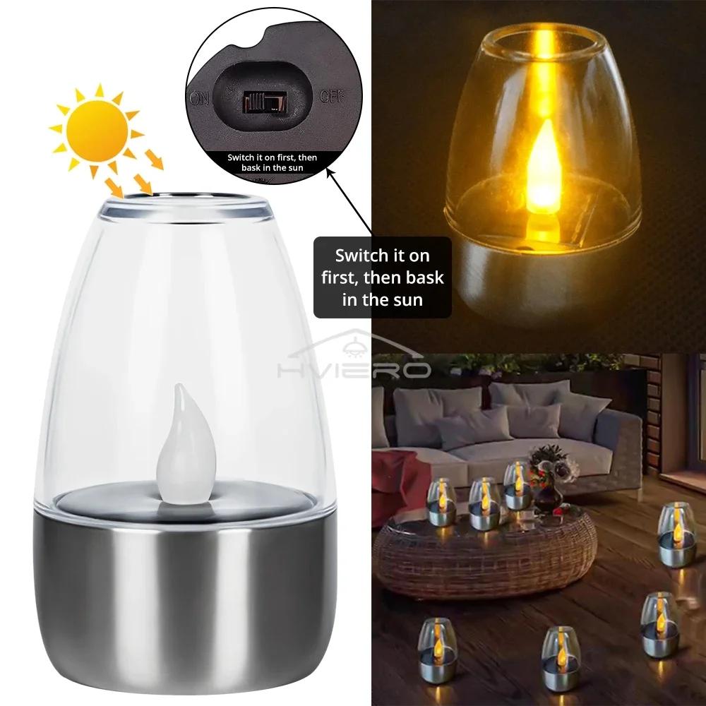 Rechargeable Night Lights LED Solar Candles Light Flameless for Wedding Party Garden Decoration Outdoor Waterproof Lamp
