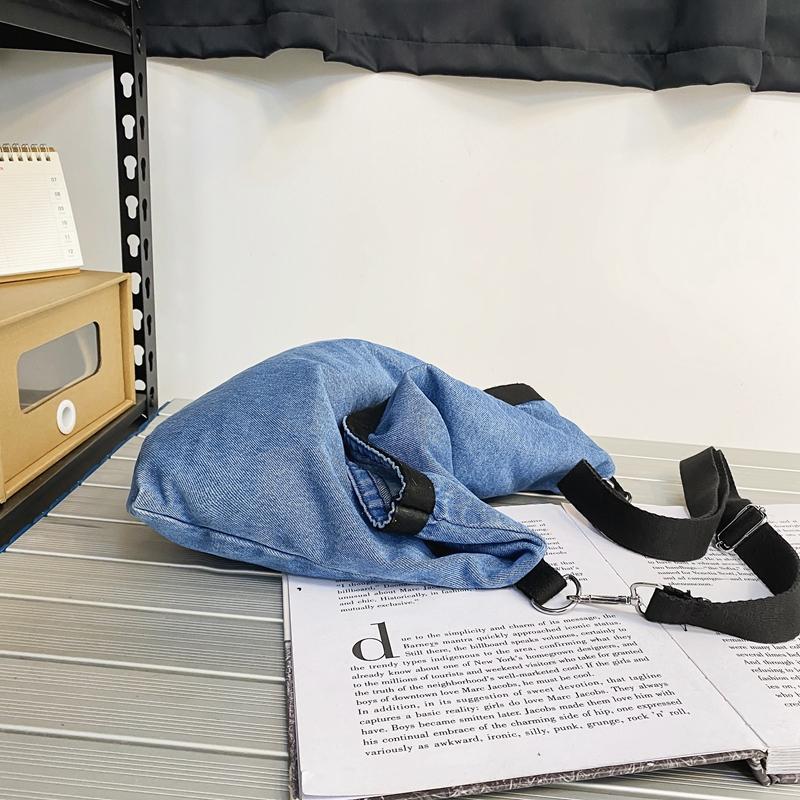 Denim Çanta Büyük Kapasiteli Omuz Çantası Kadın Crossbody Çanta Düz Renk Messenger Çanta