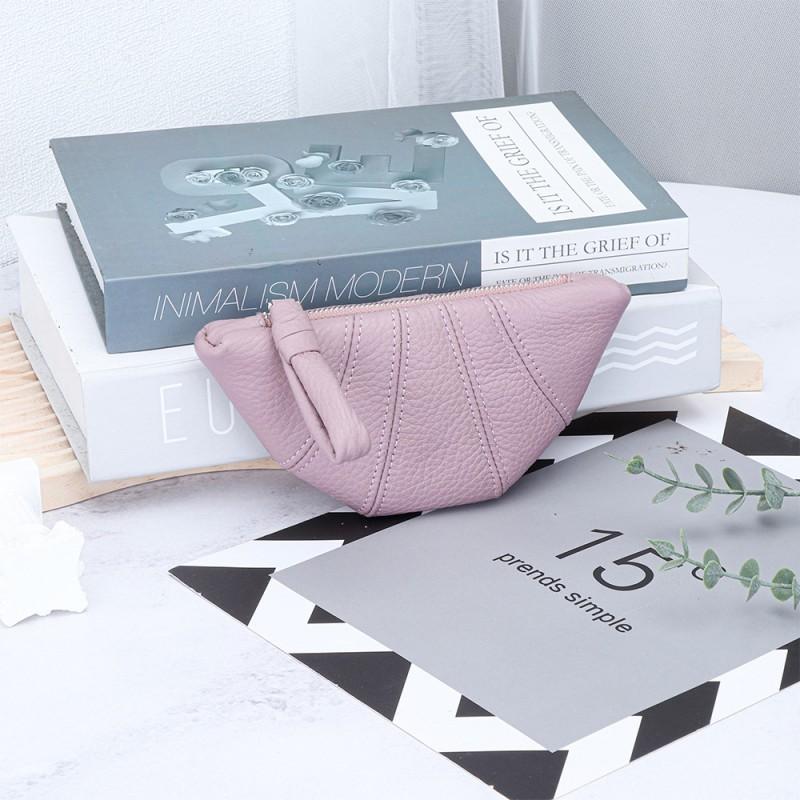 Real Cowhide French Croissant Women High-quality Niche Ins Kosung Bag Hand-held Lipstick Storage Change Purse