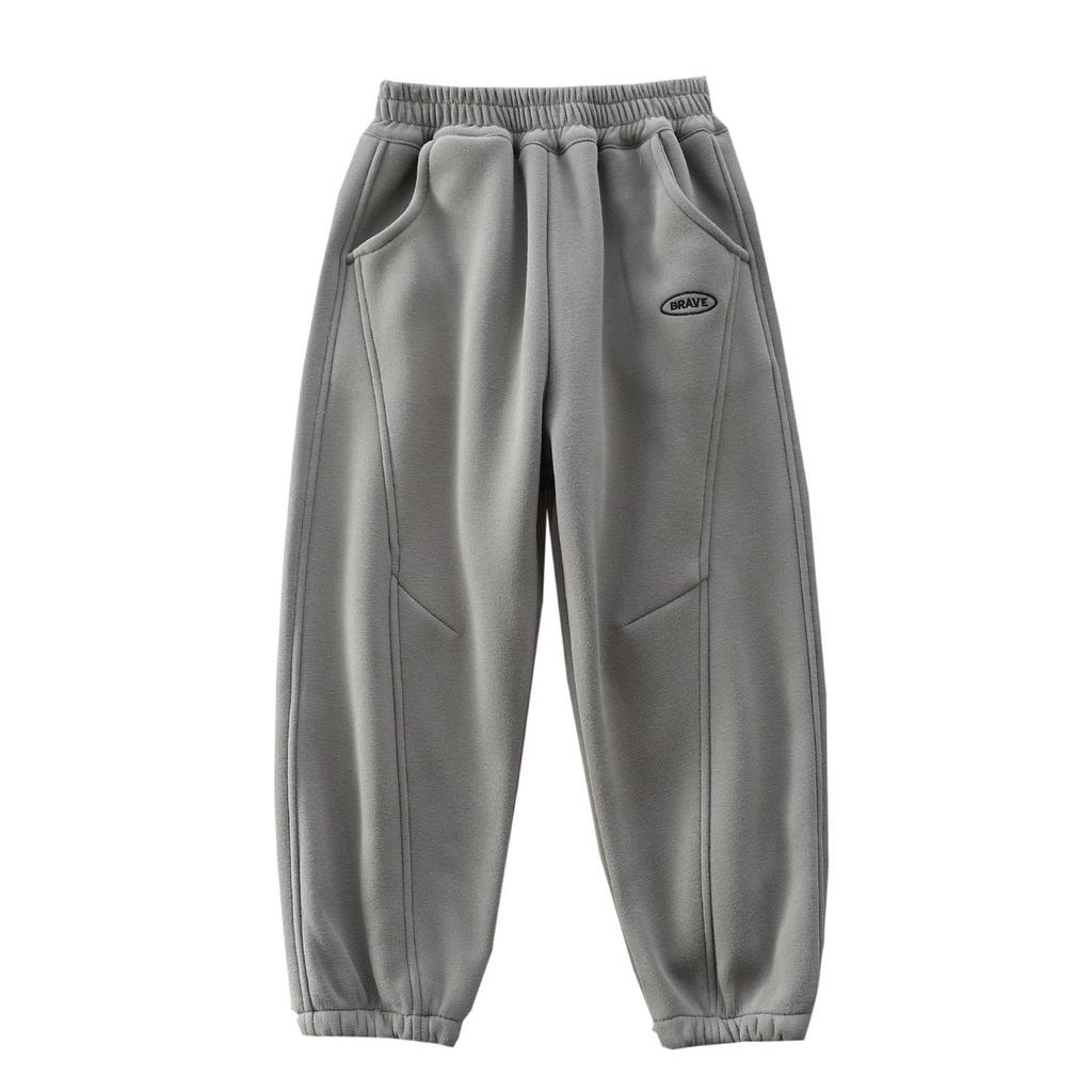 2025 Autumn/Winter Kids' Fleece-Lined Sweatpants: Warm One-Piece Casual Pants for Boys