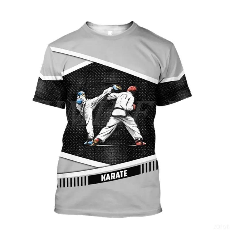 Japanese Training T-shirt Men's 3D Karate Printed T-shirt Sportswear Men's Sweat Absorbing Breathable T-shirt