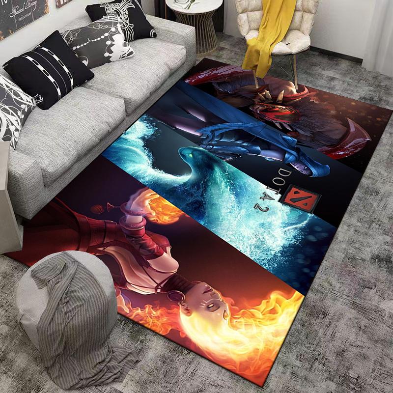 Dota 2 Themed Rug with Colorful Characters and Dynamic Action Suitable for use as an anti-slip game mat for living room and bedroom sofas